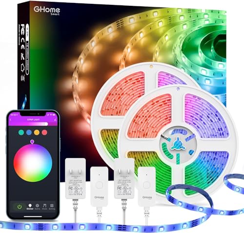 SL2 LED Strip Lights, 2 Rolls 16.4ft Smart Strip Light Compatible with Alexa and Google Home, App Control, Music Sync for Tv Backlight, 16 Million RGB Color Changing, Light Decor