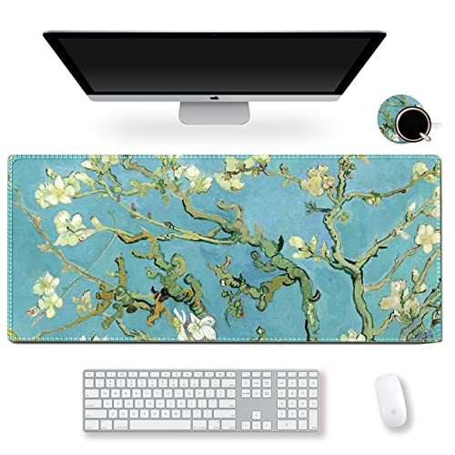 ARTSO Extended Big Mouse Pad Large, XXL Gaming Mousepad Desk Pad, 35.1x15.7 inch Long Computer Keyboard Mouse Mat Stitched Edge Non-Slip Desk Decor for Home Office, Pink Scale