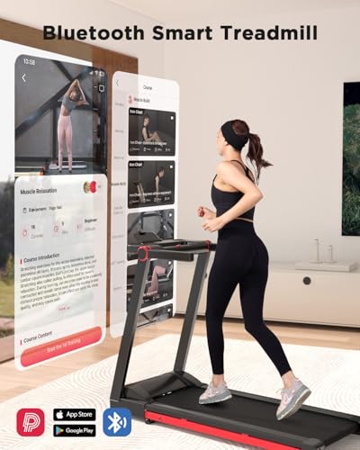 Lacuffy Foldable Treadmill, 3.5 HP Portable Treadmills for Home with 350 LBS Capacity, Walking Running Jogging Incline Treadmill with Bluetooth Connectivity APP
