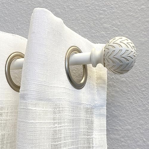 Hermosa 26-48 Inch Adjustable Curtain Rod Set, 5/8 Inch Diameter in Antique White