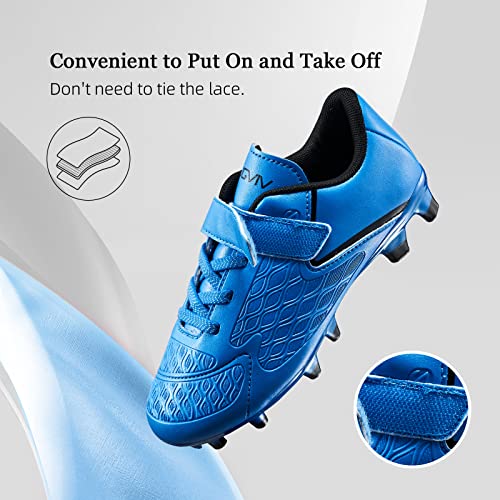 LIGVIV Kids Soccer Cleats Boys Girls - Toddler/Little Kid/Big Kid (Black Blue, Toddler, Numeric_8, Numeric, us_Footwear_Size_System, Medium)