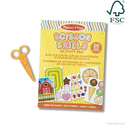 Melissa & Doug Scissor Skills Activity Book With Pair of Child-Safe Scissors (20 Pages) - FSC Certified