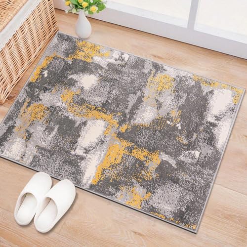 Rugshop Brighton Modern Abstract Stain Resistant Soft Area Rug 2' x 3' Yellow