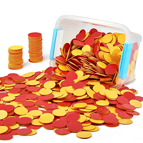 TOMMYHOME Plastic Two-Color Counter,Red/Yellow Two Side 1000 PCS,Counting Manipulatvies, Math Counters for Kids, Counting Chips