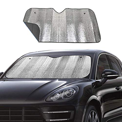 Big Ant Windshield Sun Shade UV Rays Sun Visor Shade,Auto Front Windshield Sunshade Car Folded Sun Shield Shade,Keeps Vehicle Cool - Black (55" x 27.5")