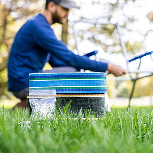 Lawn Chair USA Chair Replacement Lawn Chair Webbing - Webbing for Lawn Chairs. UV-Resistant Straps Made with Durable Polypropylene. Chair Webbing Kit (2 1/4" x 50', Sea Island Blue)