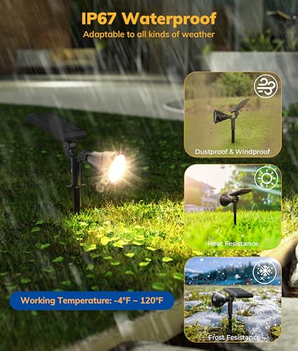 NBKLS Solar Spot Lights for Outside, 27 LED Outdoor Solar Lights for Yard, 4 Pack Solar Spotlights Waterproof Auto On/Off for Landscape, Wall, Garden, Pool, Tree, Pathway and Driveway(Warm White)