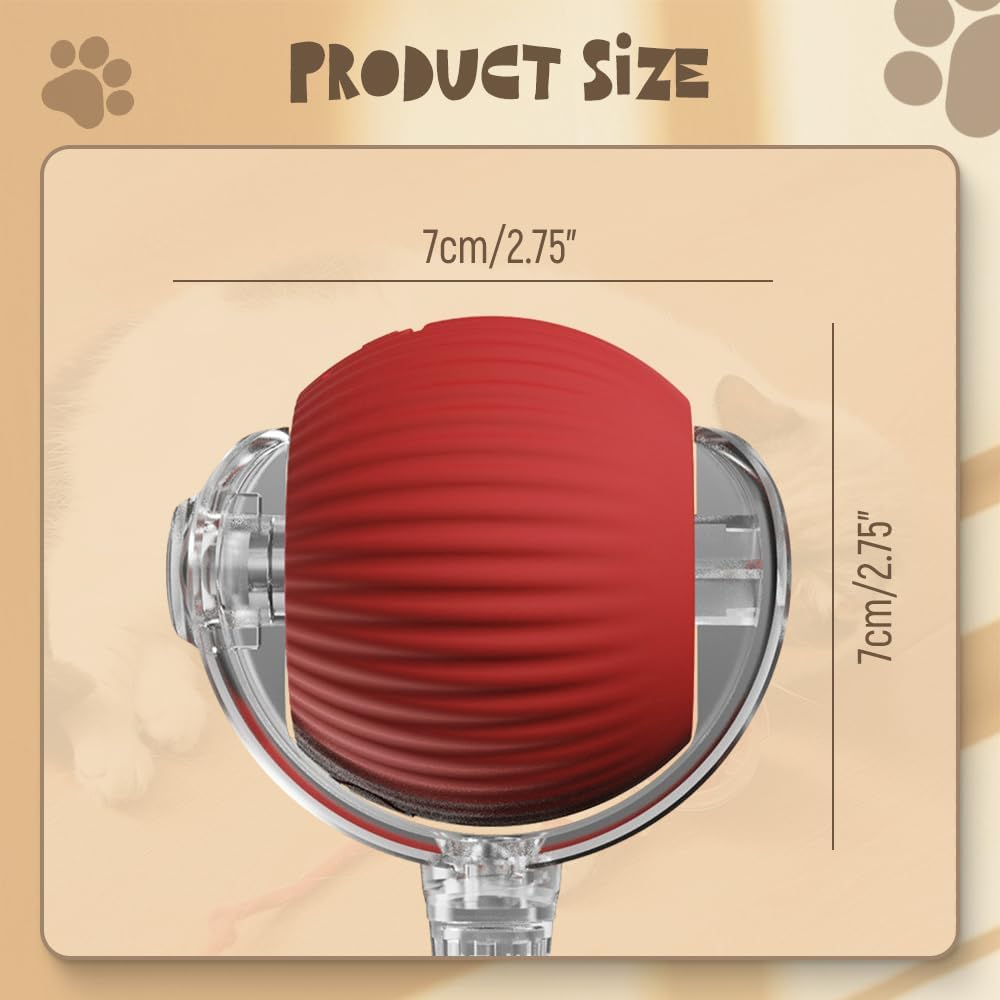 Interactive Rolling Dog Ball, 2024 New Self Rolling Dog Ball Interactive Cat Toys Automatic Cat Toy Self Moving Dog Toys, 360° Smart Automatic Rolling Ball Toy Electric Dog Balls for Dog/Cat (Red)