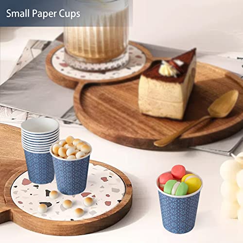 Clawsoff 300 Pack 5oz Paper Cups, Disposable Bathroom Navy Floral Small Mouthwash Cups 5 OZ for Barth, Parties, Picnics, Barbecues, Travel and Events.