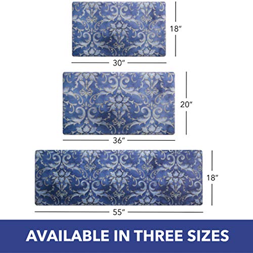 SoHome Cozy Living Anti Fatigue Mat Kitchen Mat Non Slip Stain Resistant Easy Clean 1/2 Inch Thick Kitchen Floor Mats, Damask Blue 18" x 30"