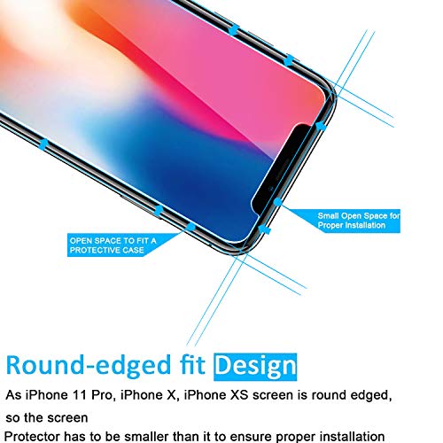 NEW'C [3 Pack Designed for iPhone 11 Pro and iPhone X and iPhone XS Screen Protector Tempered Glass, Case Friendly Anti Scratch Bubble Free Ultra Resistant