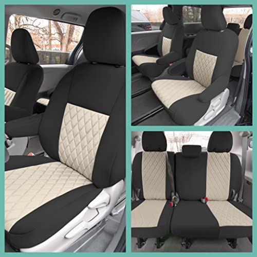 FH Group Custom Fit Car Seat Covers for 2011-2020 Toyota Sienna 7 Passenger, Car Seat Cover 2nd Row, Automotive Seat Covers in Beige Neoprene, Waterproof and Washable Seat Covers