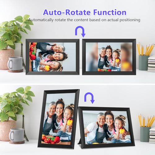 𝟯𝟮𝗚𝗕 Smart Digital Photo Frame, 10.1-Inch WiFi Digital Picture Frame with 1280x800 IPS FHD Touchscreen, Auto-Rotate Wall Mountable TF Card, Easy Share Photos/Videos via Uhale App from Anywhere