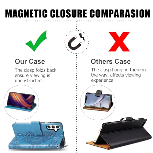 DiGPlus for Samsung Galaxy A25 5G Wallet Case, [Butterfly & Flower Embossed] Premium Leather Case Cover with Card Slots Kickstand Flip Case for Samsung Galaxy A25 5G (Lavender)