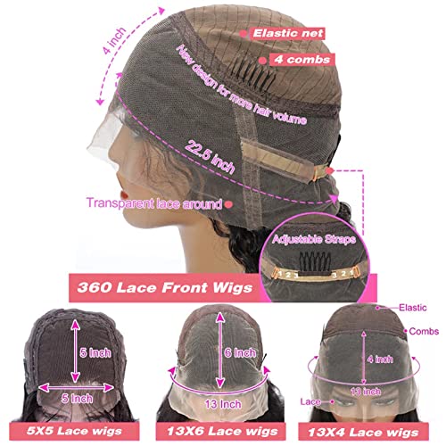 Doaburu 360 Lace Front Wigs Human Hair,14 inch Body Wave Transparent Full Lace Wigs Pre Plucked With Baby Hair,Can Make Ponytail and Buns,150% Density Remy Human Hair for Women