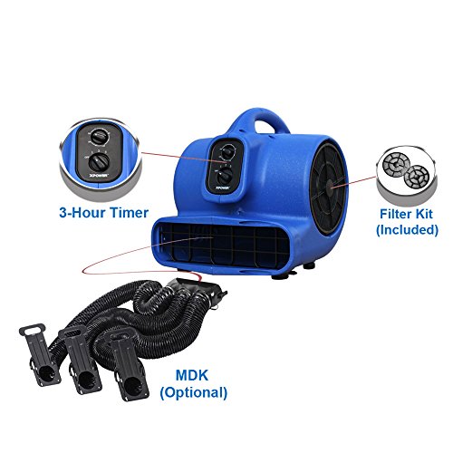 XPOWER X-430TF-MDK 1/3HP Professional Pet Grooming Carbon Dust Free Cage Dryer with Multi Drying Kit & Timer for Quicker Turnaround Time