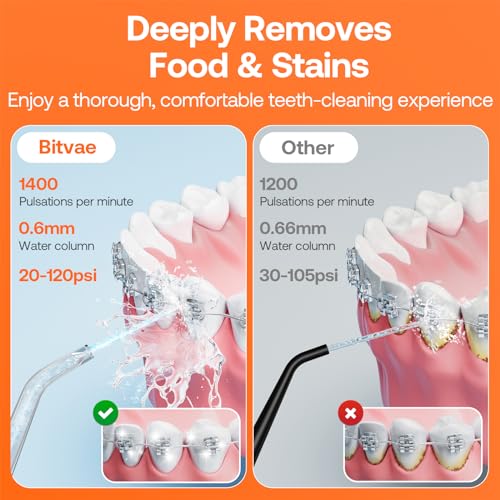 Bitvae C5 Water Dental Flosser for Teeth, Cordless Water Teeth Cleaner Picks, 3 Modes 5 Intensities, IPX7 Waterproof Water Flosser, 5 Tips Rechargeable Water Dental Picks for Cleaning - Black