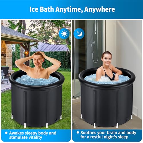 Jecoo Ice Bath Tub for Athletes Portable Cold Plunge Tub with Cover, Large Capacity Multiple Layered Cold Plunge for Recovery Ice Bath at Home/Outdoor