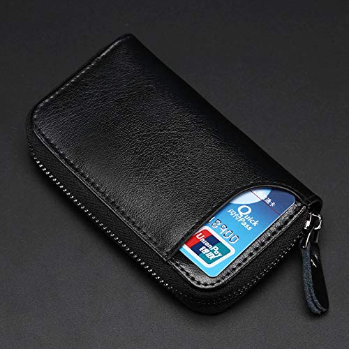 BAKUN Large Zipper Leather Car Key Case, Key Holder Key Organizer Wallet, With 16 Hooks(Black)