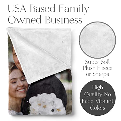 Ships Next Day, Custom Blanket with Picture - Printed in USA, Personalized Photo Blanket (Fleece- 30x40)