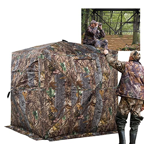 FUNHORUN Hunting Blind 270 Degree See Through Ground Blind for Deer Hunting, 2-3 Person Pop-up Hunting Deer Blind, Portable Hunting Blind for Deer Hunting Turkey Hunting...