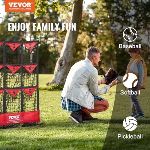 VEVOR 9 Hole Baseball Net, 36"x30" Softball Baseball Training Equipment for Hitting Pitching Practice, Portable Quick Assembly Trainer Aid with Carry Bag, Strike Zone, Ground Stakes, for Youth Adults