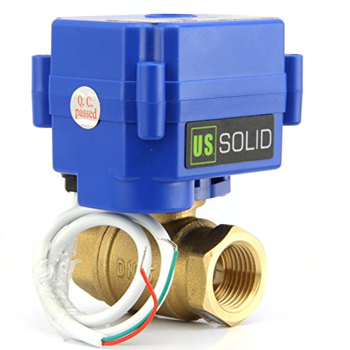U.S. Solid Motorized Ball Valve- 1" Brass Ball Valve with Standard Port, 9-24V AC/DC and 2 Wire Auto Return Setup