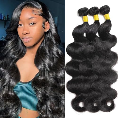 Oxcart 12A Human Hair Bundles 24 26 28 Inch Body Wave Bundles Human Hair Brazilian Hair 3 Bundles Human Hair for Women Human Hair Weave Extensions Natural Color