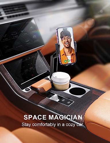 TAZENI 2-in-1 Cup Holder Phone Holder for Your Car Bottle Friendly Cup Cell Phone Holder Mount for Car Height Adjustable Sturdy Fit 4-7 inches Phones