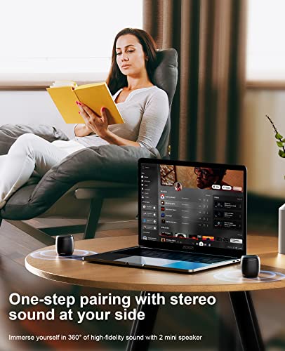 comiso Small Bluetooth Speaker with Stereo Sound, Punchy Bass Mini Speaker with Built-in-Mic, Hands-Free Call, Small Speaker with Brief Design. Portable Speaker for Hiking, Biking, Car, Gift, iPhone.
