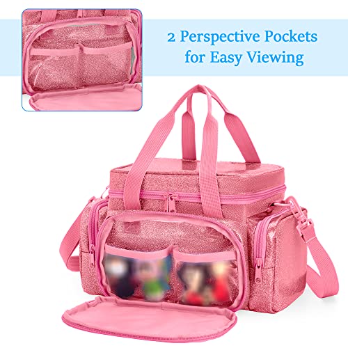 LoDrid Carrying Case Compatible with Tonie, Storage Bag Organizer for Audio Player Set and Accessories with Handle and Shoulder Strap, Pink, Bag Only (Patent Design)