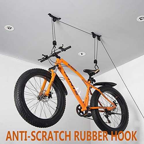 Wallmaster Bike Ceiling Mount Lift Hanger Metal Storage Rack for Garage Indoor 1 Pack Black
