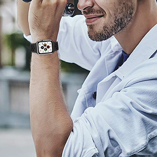 Sport Bands Compatible for Apple Watch Bands 38mm/40mm/41mm/42mm-Series 10,Soft Silicone Sport Women Men Replacement Strap Compatible with iWatch Series 10/9/8/7/6/5/4/3 Ultra 2 SE,Midnightblue Black