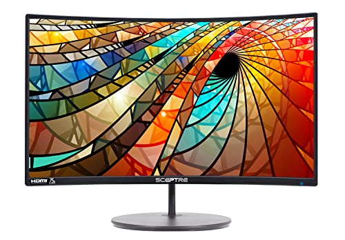 Sceptre 27" Curved 75Hz LED Monitor C278W-1920R Full HD 1080P HDMI DisplayPort VGA Speakers, Ultra Thin Metal Black, 1800R immersive curvature, 2018,Metallic Black