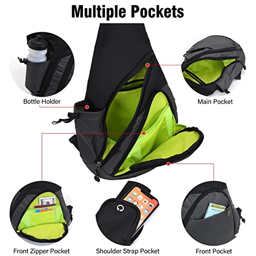 Peicees Sling Bag for Men Women Shoulder Bag Backpack Strap Pockets for Iphone13 Chest Bag for Running Hiking Camping Exercise Outdoor