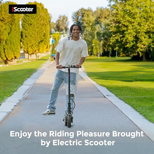iScooter Electric Scooter, 12 Miles Long Range, 15.6 Mph Top Speed, Commuting Electric Scooter with Cuise Control, Double Braking Systems E Scooter for Adults and Teens - i8