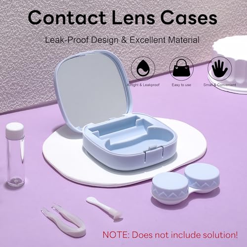 FEISEDY Portable Cute Contact Lens Case Remover Tool With Mirror Tweezers Kit for Women and Girl B0081