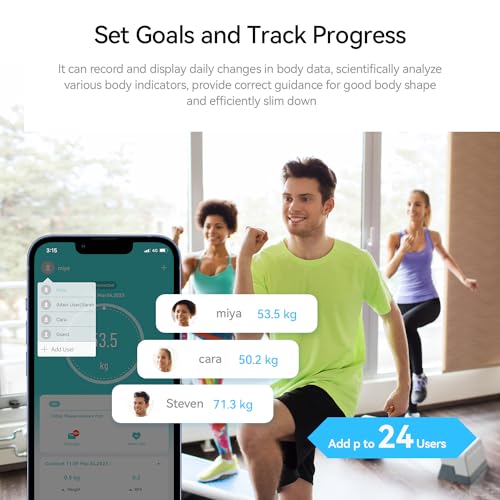 Smart Scale, High Accurate Body Fat Scale with TFT LCD, Bathroom Scale for Body Weight, 16 Body Composition Digital Bluetooth Weight Scale with Fitness App