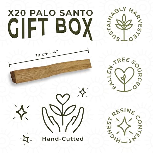 Almacura Palo Santo Premium Sticks (20), Smudging Incense High Resine, Pure Palo Santo Wood Certified from Peru. Ethically Sustainably Harvested. Protection, Meditation, Spiritual Cleansing
