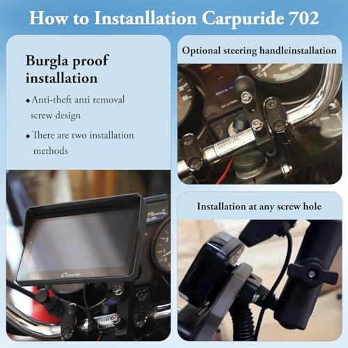 Carpuride W502 Motorcycle GPS Wireless Portable Carplay/Android Auto Waterproof Car Stereo, 5" IPS Touch Screen with Dual Bluetooth, Navigation/Siri/G00gle Assistant for Motorbike