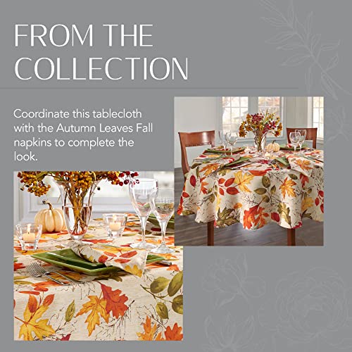 Elrene Home Fashions Autumn Leaves Fall Printed Tablecloth, Holiday Table Cover for Formal or Everyday Use, 52"x52" Square