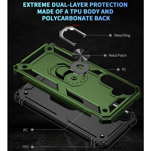 for Samsung Galaxy A15 5G Case with HD Screen Protector : Military Grade 16ft Drop Tested Ring Shockproof Protective Phone Case - Samsung Galaxy A15 ArmyGreen