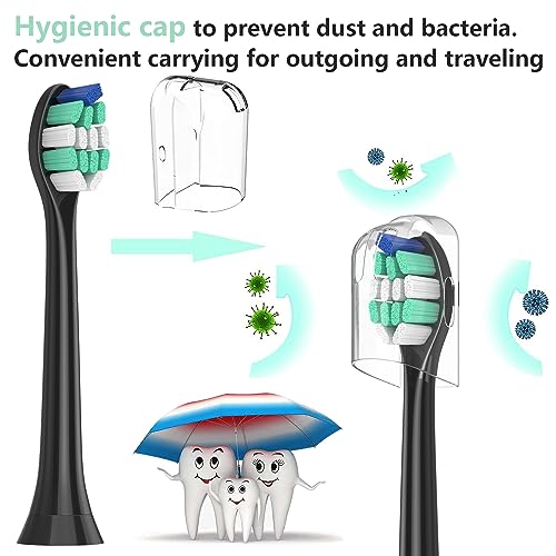 Zegupal Toothbrush Heads Compatible with Philips Sonicare Electric Toothbrush, 4Pcs Diamond Brush Heads,4Pcs Standard Clean Brush Heads,8 Black Medium Toothbrush Heads