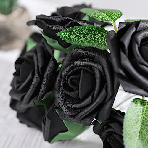 AmyHomie Artificial Flowers Green Rose 25pcs Real Looking Fake Roses w/Stem for DIY Wedding Bouquets Centerpieces Arrangements Party Baby Shower Home Decorations