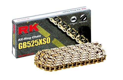 RK Racing Chain GB525XSO-106 (525 Series) Gold 106 Link High Performance Street and Off-Road RX-Ring Chain with Connecting Link