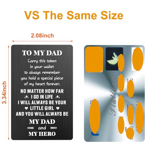 Fathers Day Dad Gifts from Daughter Wife Kids Wallet Card, Father's Day Gifts for Dad, Fathers Day Card, Fathers Gifts for Daddy Step Dad Papa Husband Men Him Gifts on Fathers Day Birthday Christmas