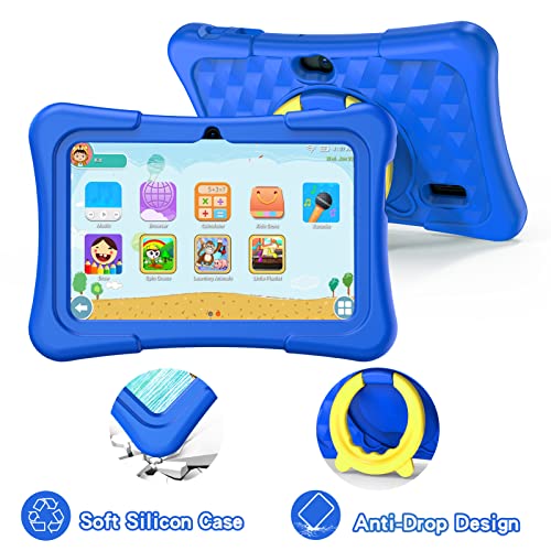 PRITOM 7 inch Tablet for Kids with Solid Case, Kids Tablets 32GB with Parental Control, Pre-Installed APPs Free Games, Learning Educational Toddler Tablet WiFi, Bluetooth, Camera