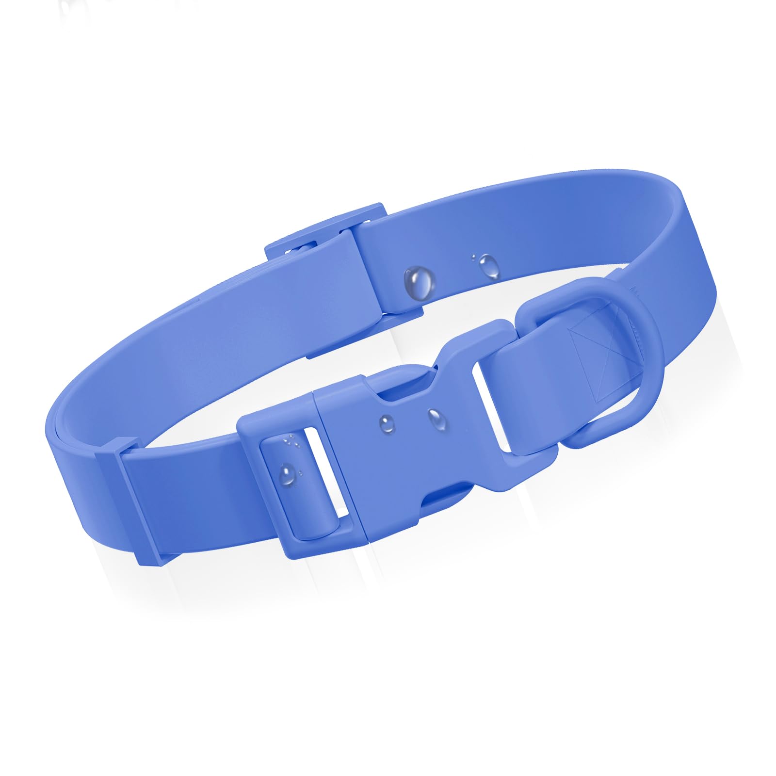 Waterproof Dog Collar, Rubber Adjustable Collars with Quick Release Buckle, Odor-Resistant, Easy to Clean Pet Collars for Small Medium or Large Dogs (Blue, S 9.5-14.1 inch)
