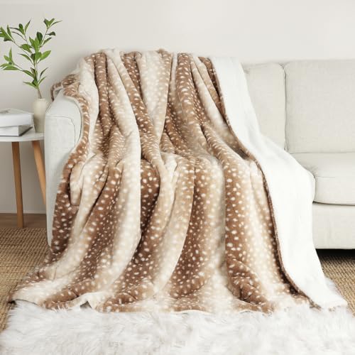 Cozy Bliss Luxury Faux Fur Throw Blanket Leopard Print, Non Shedding Double Sided Sherpa Blankets Super Soft Fluffy Thick Warm Throws Home Decor for Couch Bed Sofa Women