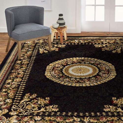 Home Dynamix Optimum Area Rugs, 21"X35", Medallion Black